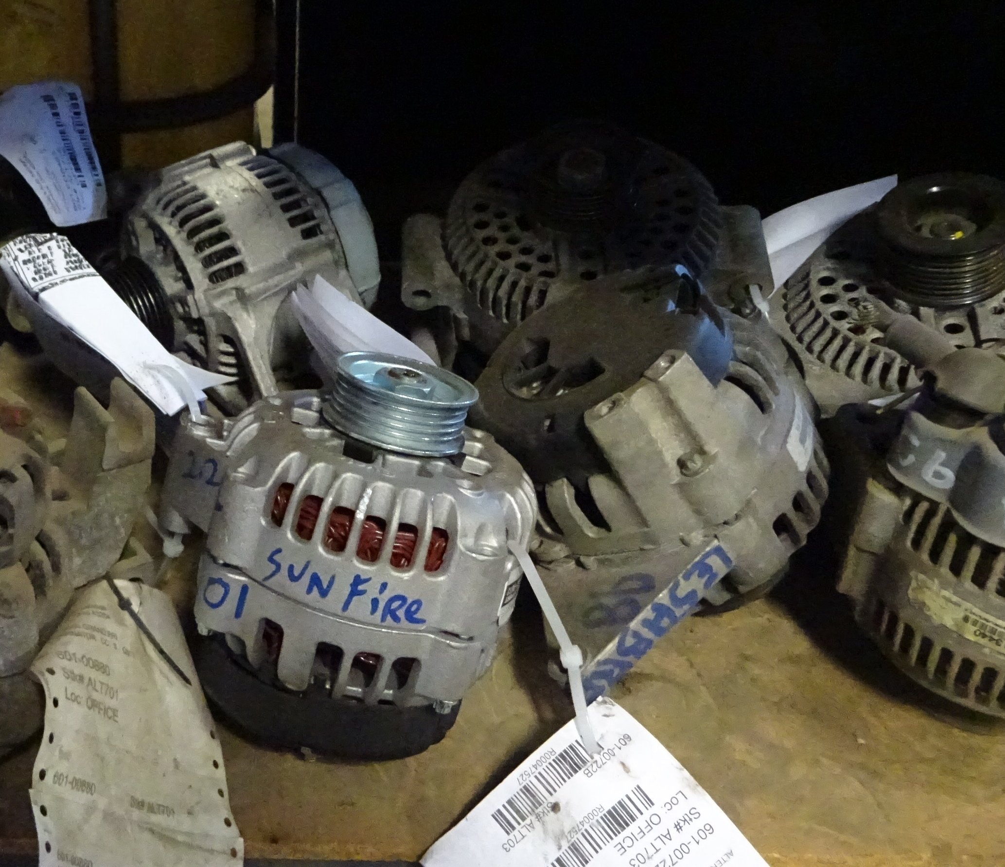 Alternators on a shelf